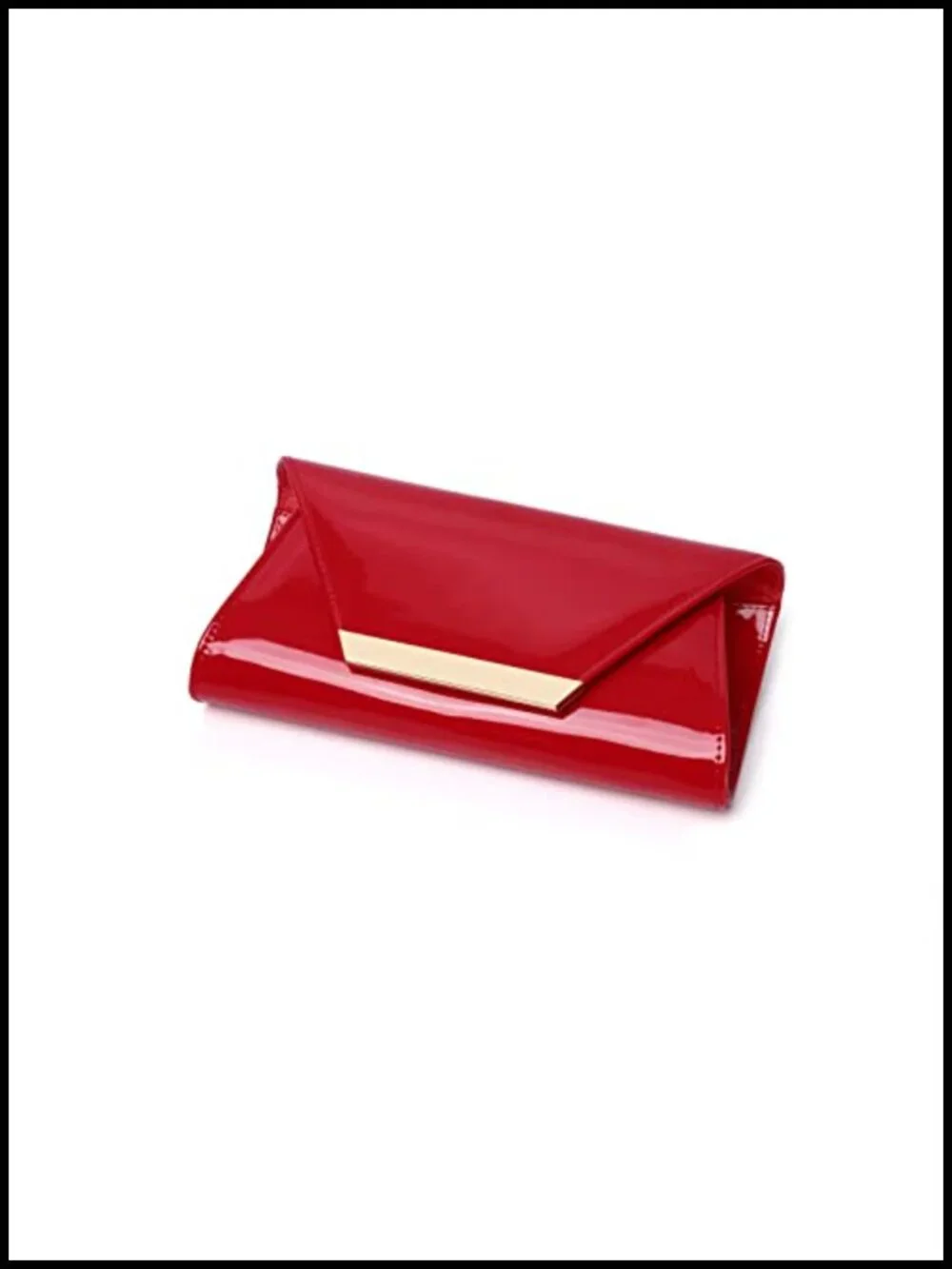 Patent Leather Evening Clutch Envelope Handbag with Chain Strap Formal Purse